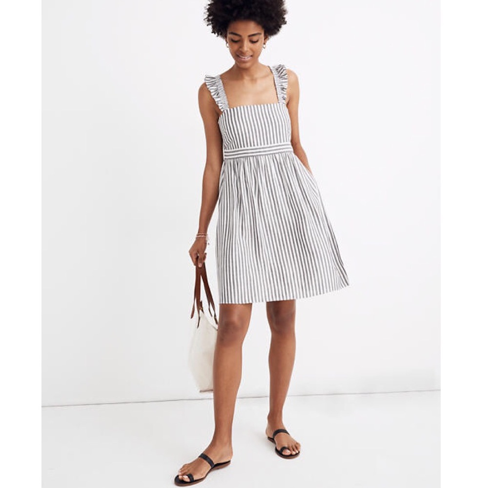 NWT Madewell Striped Ruffle-Strap Dress in Size 00
